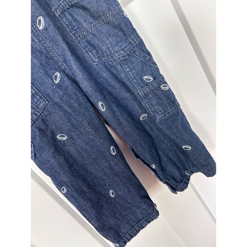 OshKosh‎ B’gosh Football Embroidered Denim Overalls Blue Size 18M - Picture 7 of 11